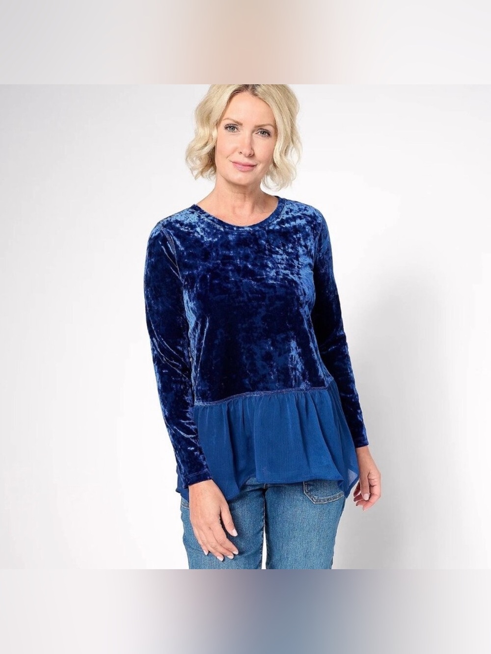 LOGO by Lori Goldstein crushed velvet top